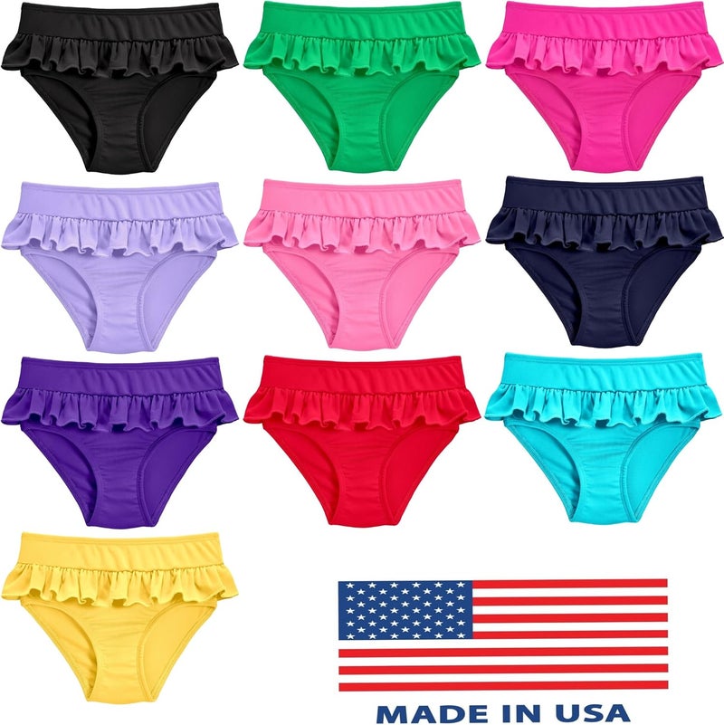 City Threads Made in USA Girls' Swimwear Ruffle Swim Briefs Bikini Bottoms Beachwear Swimming Suit, Red, 14 - Image 2